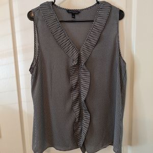Banana Republic Houndstooth blouse with ruffle